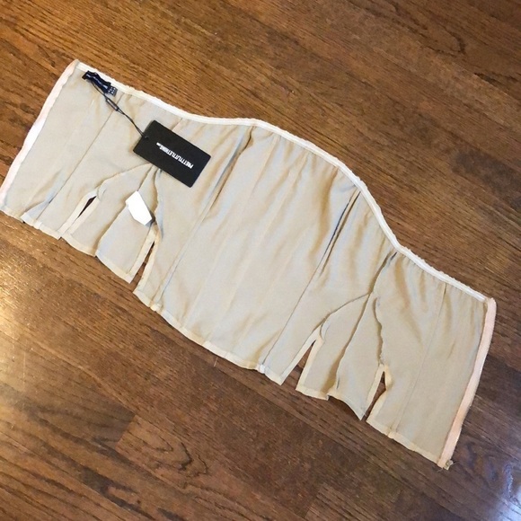 Metallic Muted Sage Textured Satin Split-Hem Ribbed Corset - Picture 5 of 6